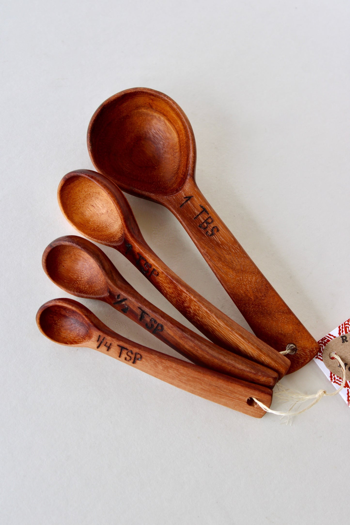 Hand Carved Wood Measuring Spoon Set